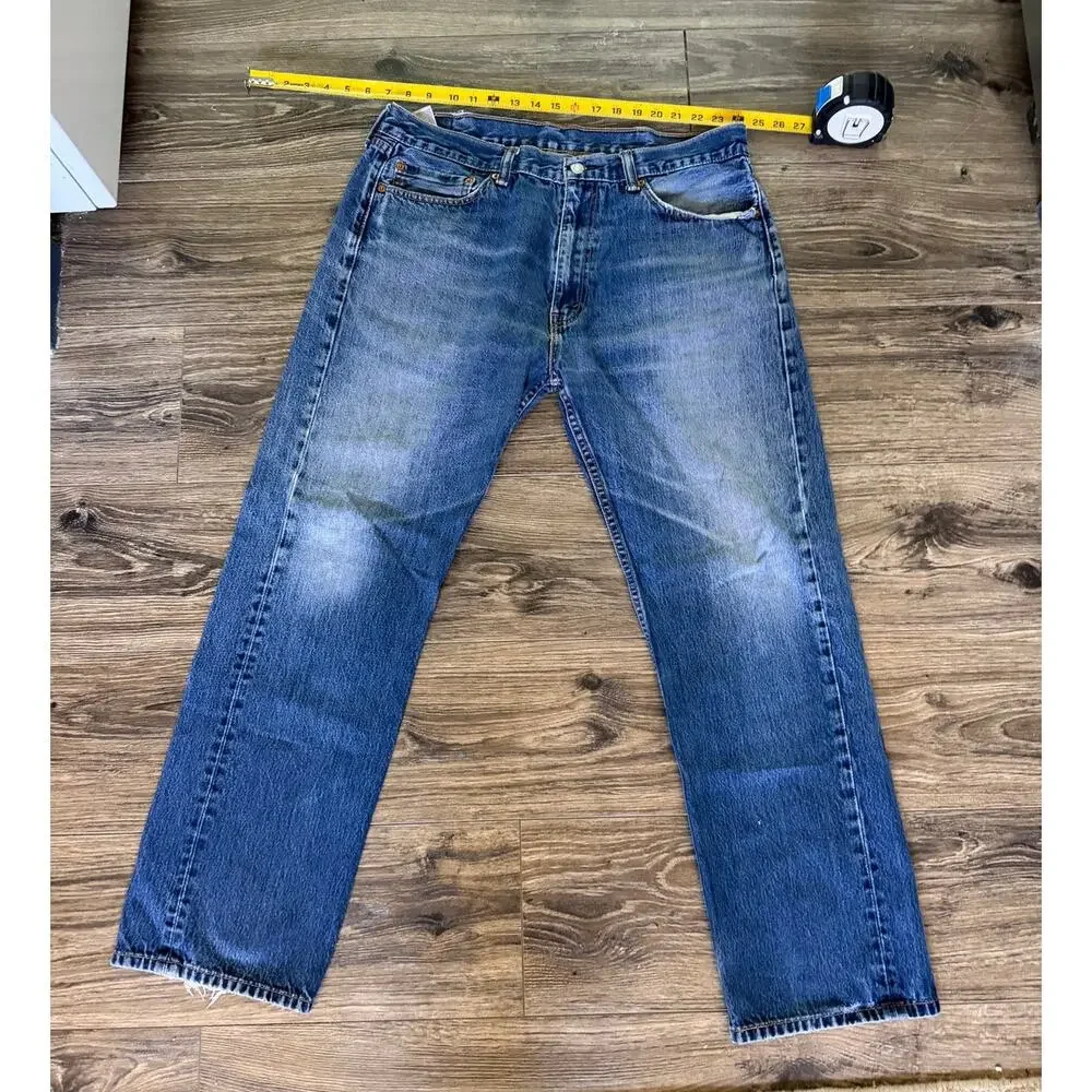 Levi Strauss & Co Men's Blue Denim Jeans W38 L32 Straight Leg Zip Fly 5 Pocket